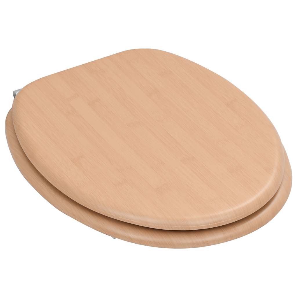 Asiento de inodoro WC 2 uds tapa suave MDF bambú