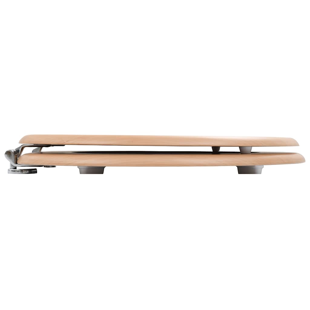 Asiento de inodoro WC 2 uds tapa suave MDF bambú