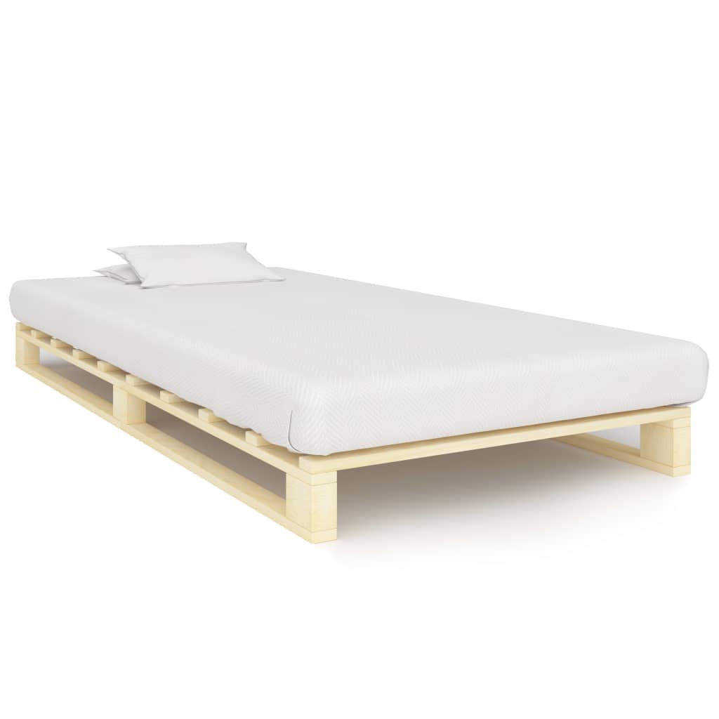 Pallet bed frame without mattress solid wood grey 100x200cm