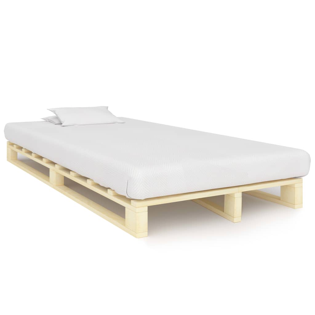 Pallet bed frame without mattress solid wood grey 100x200cm