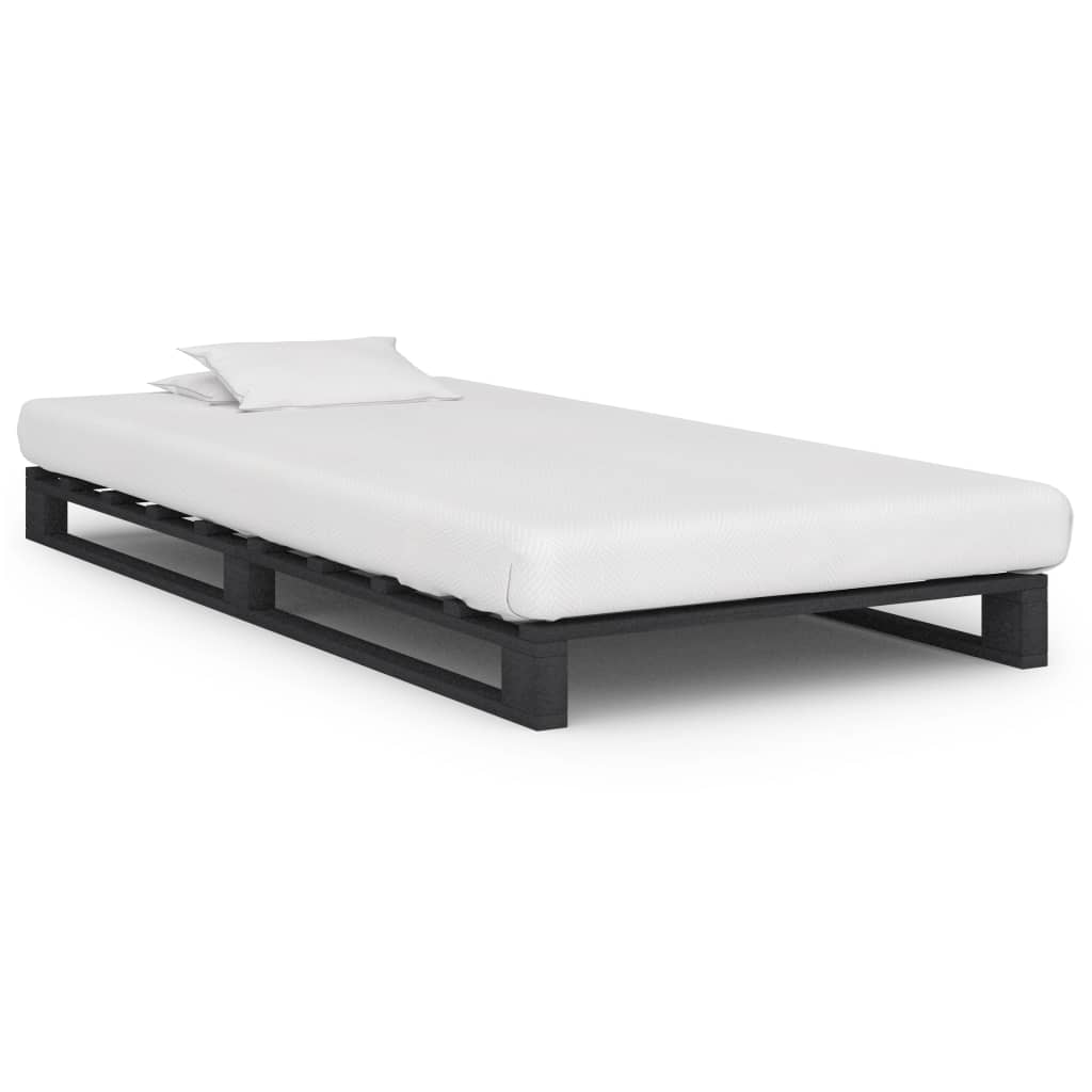 Pallet bed frame without mattress solid wood grey 100x200cm