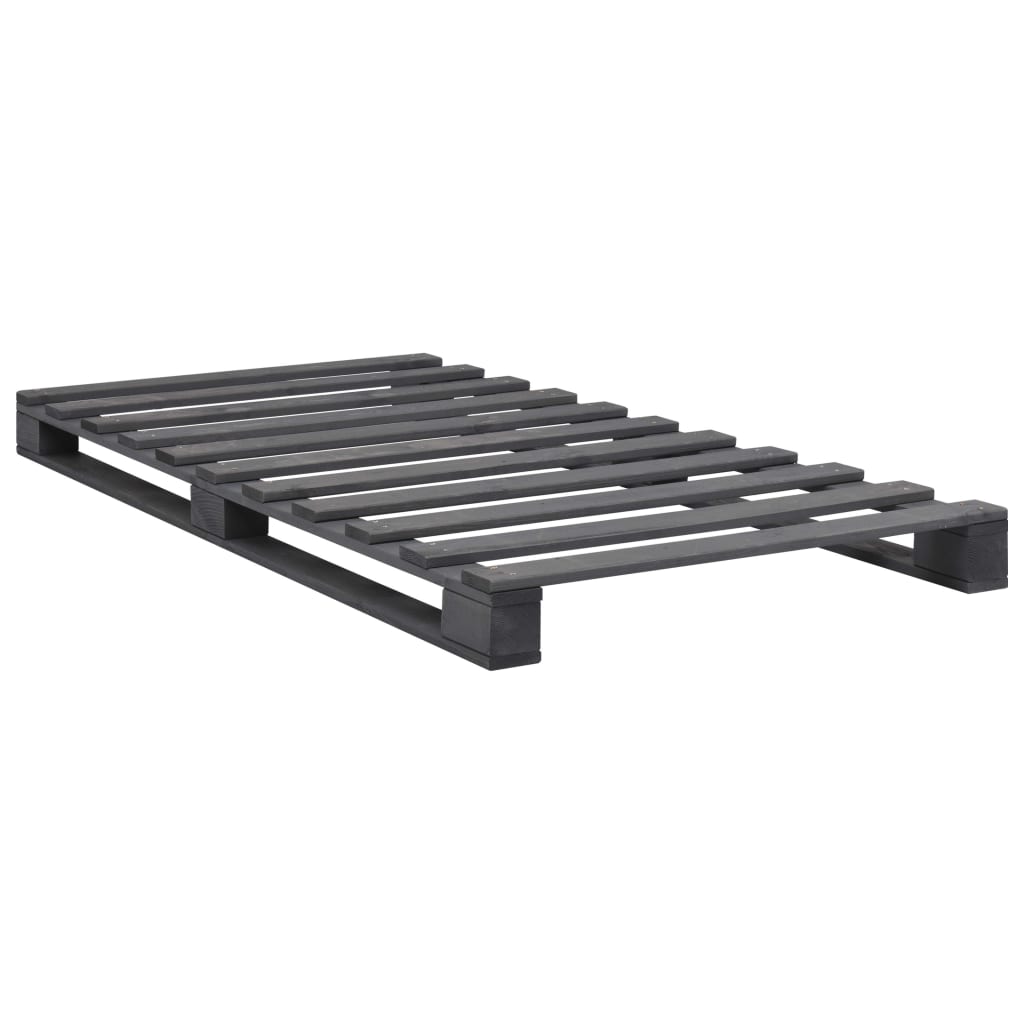 Estructura cama palets sin colchón madera maciza gris 100x200cm