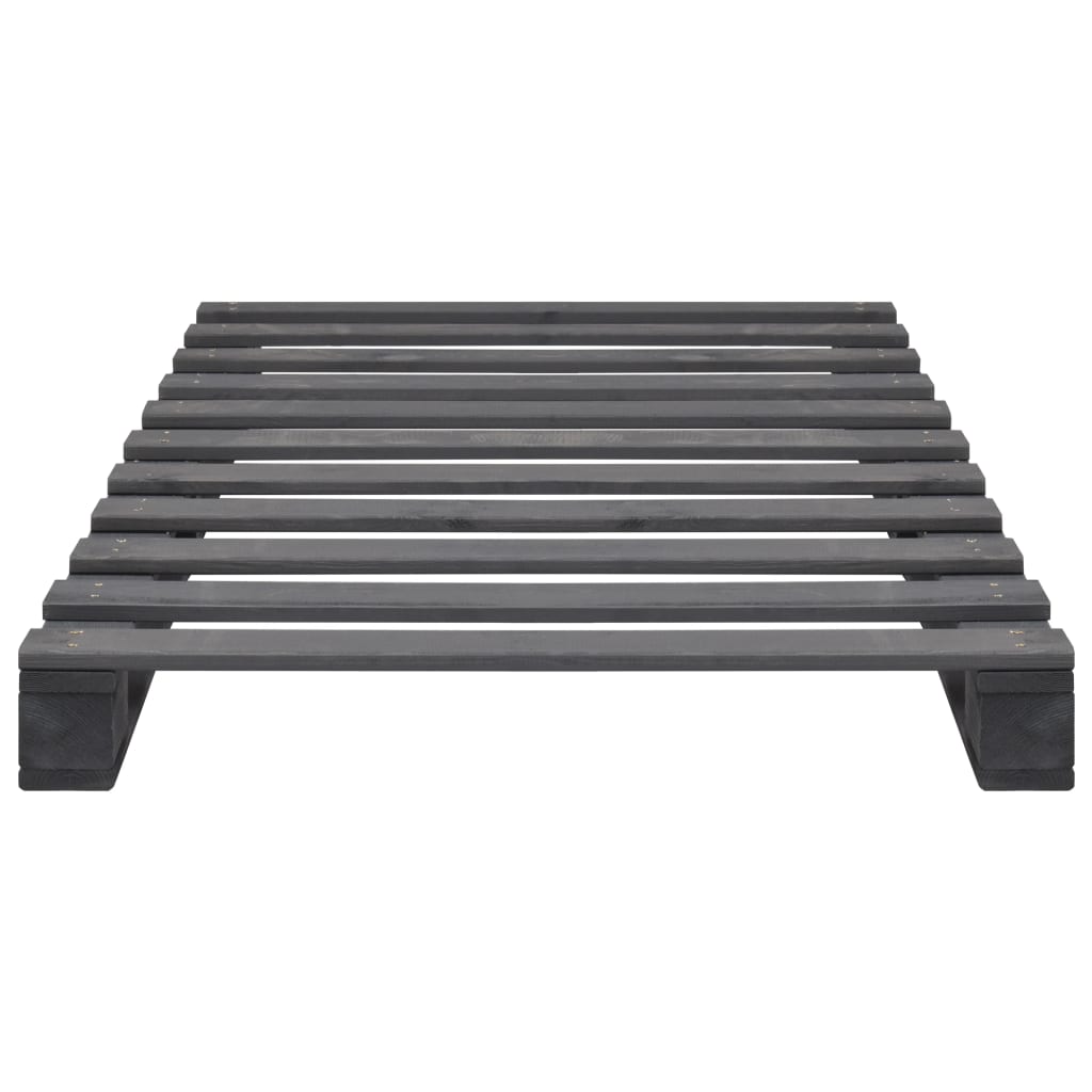 Estructura cama palets sin colchón madera maciza gris 100x200cm