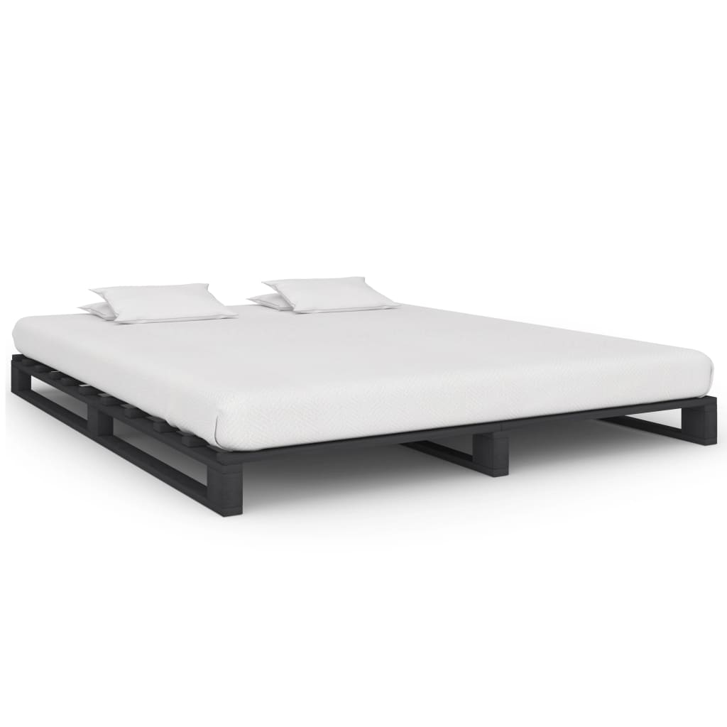 Pallet bed frame without mattress solid wood grey 100x200cm