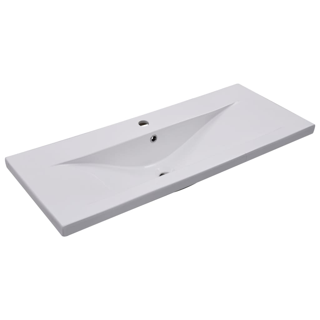Lavabo encastrado de cerámica blanco 101x39,5x18,5 cm