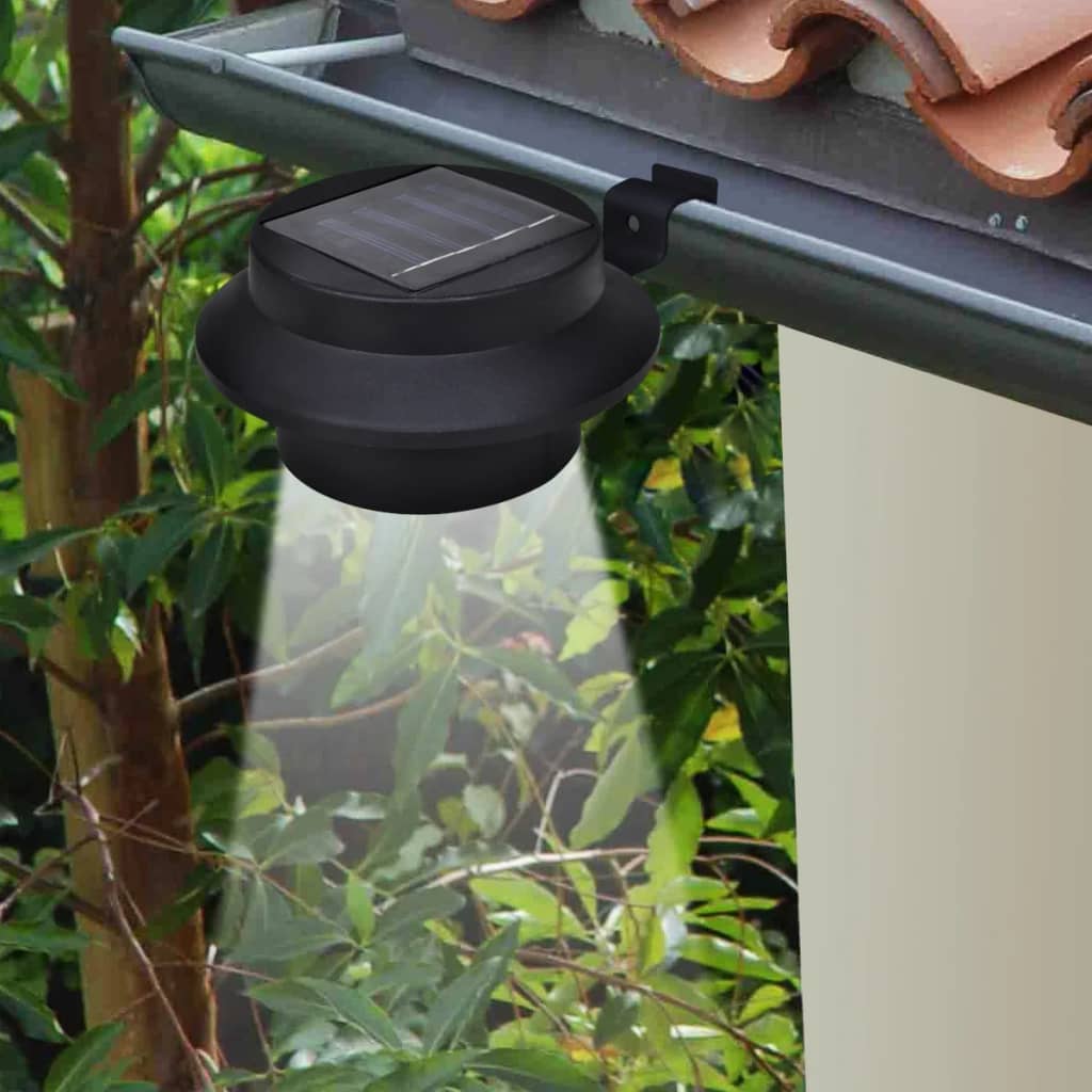 Lámparas solares para valla exterior 12 uds LED negro