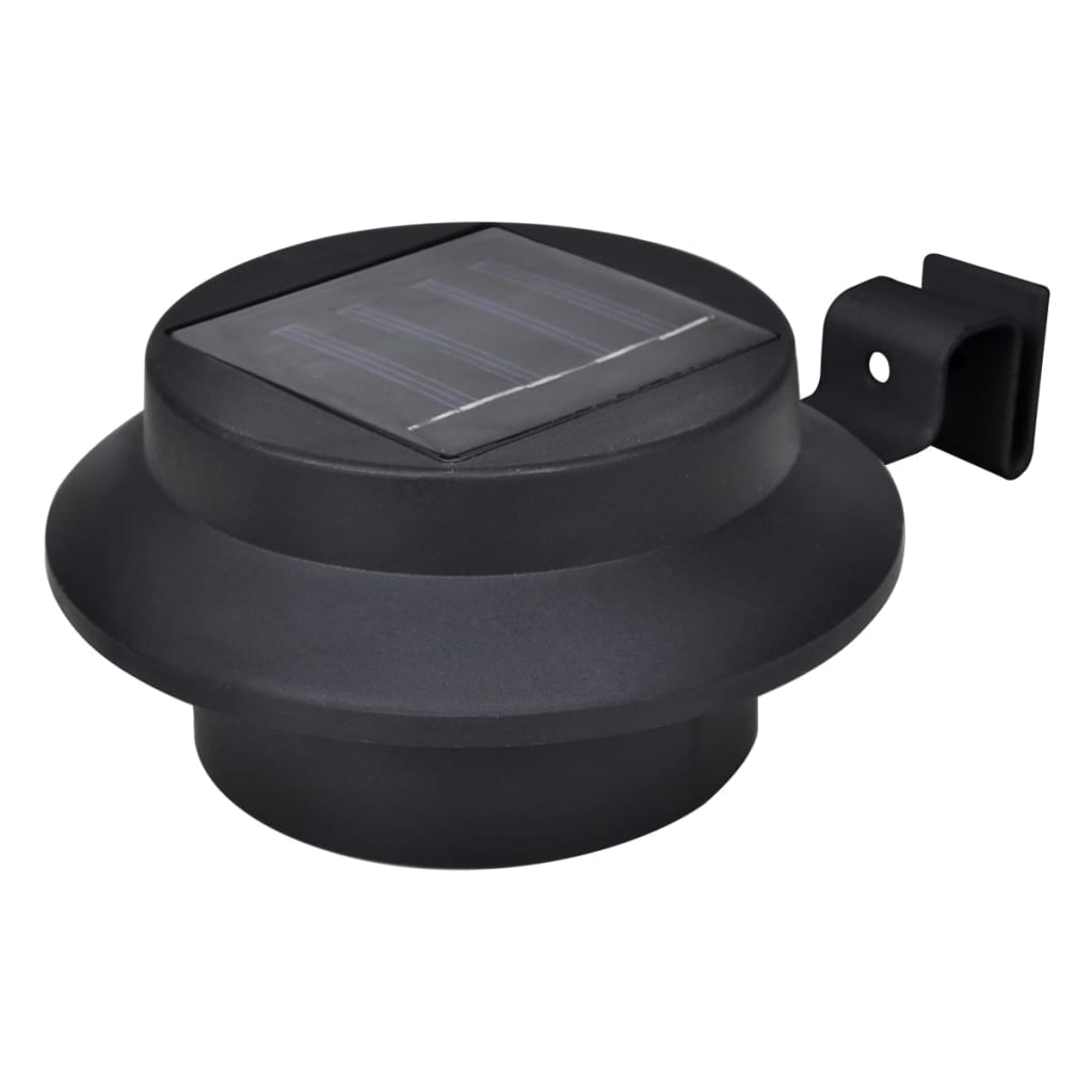 Lámparas solares para valla exterior 12 uds LED negro