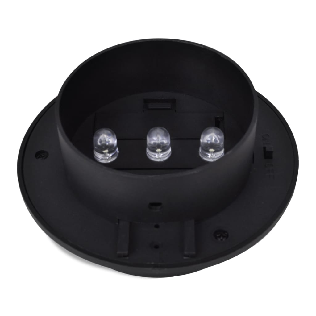 Lámparas solares para valla exterior 12 uds LED negro