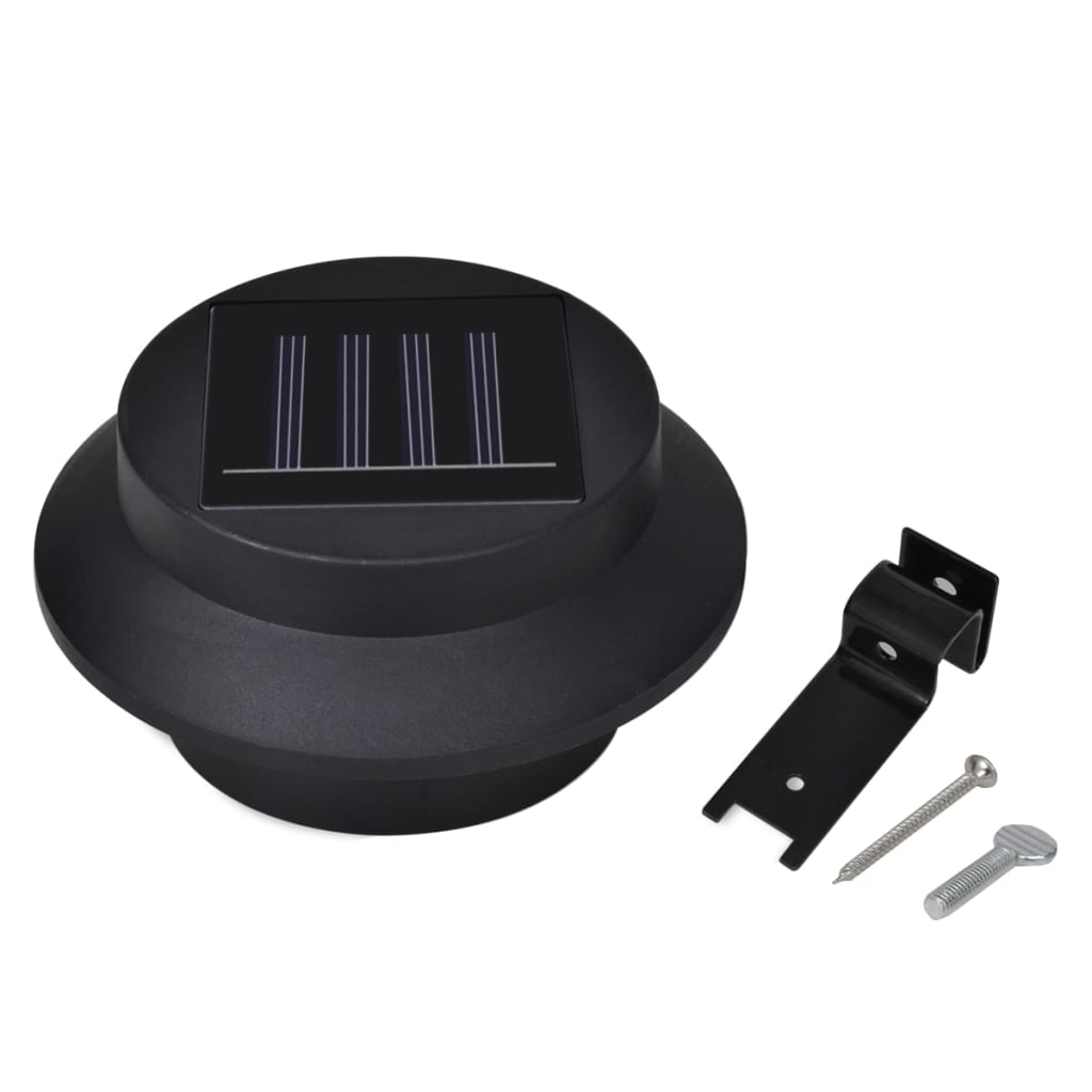 Lámparas solares para valla exterior 12 uds LED negro