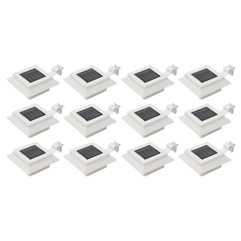 Lámparas solares cuadradas de exterior blancas 12 uds LED 12 cm