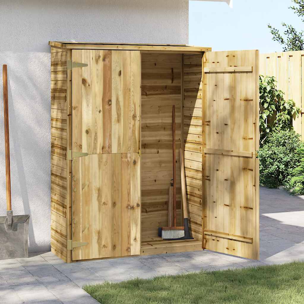 Caseta herramientas jardín madera pino impregnada 123x50x171 cm