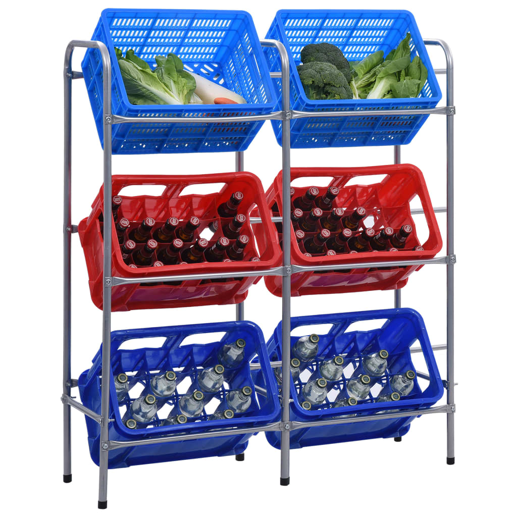 12-Box storage shelf, silver steel, 190x33x116cm