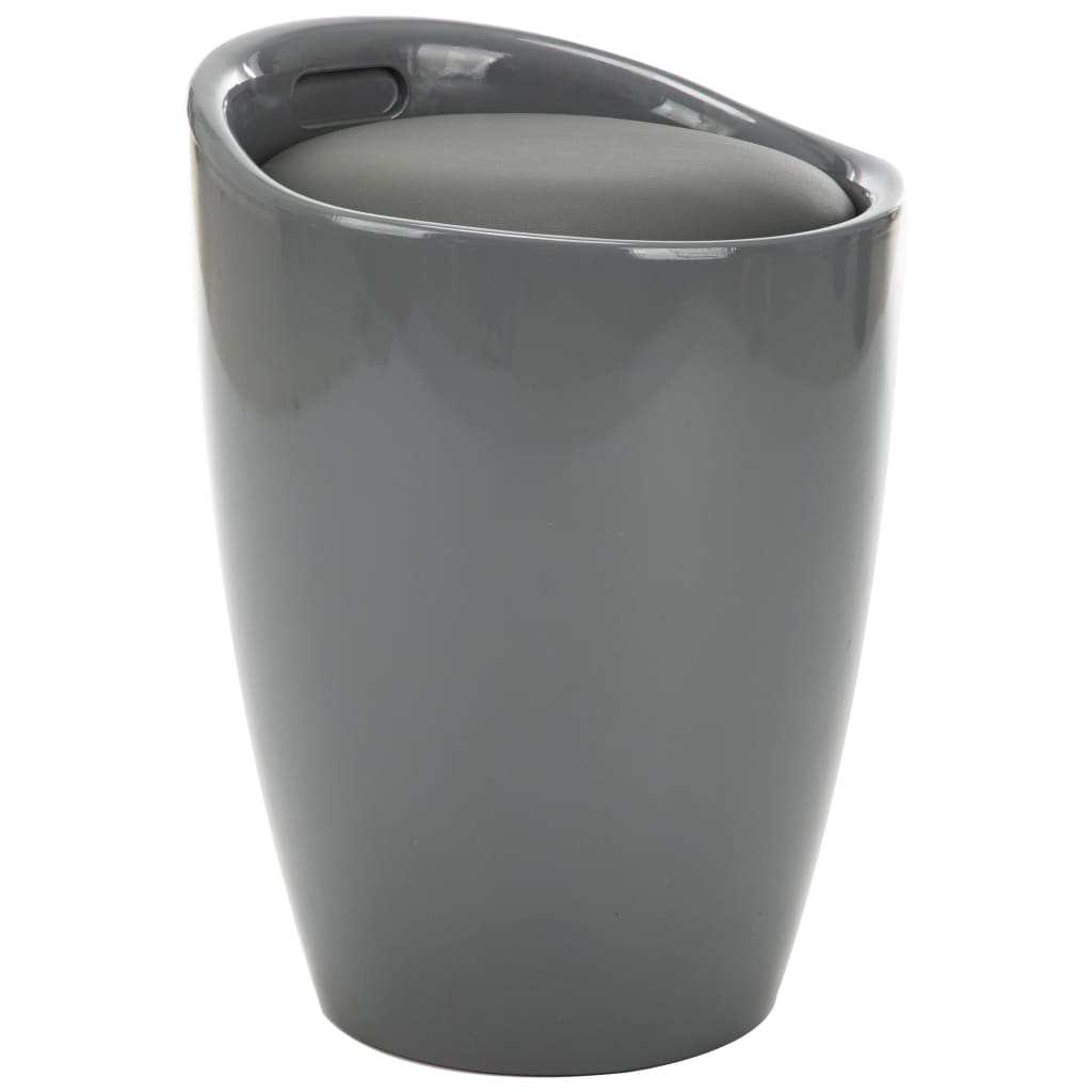 Taburete de almacenamiento cuero sintético gris