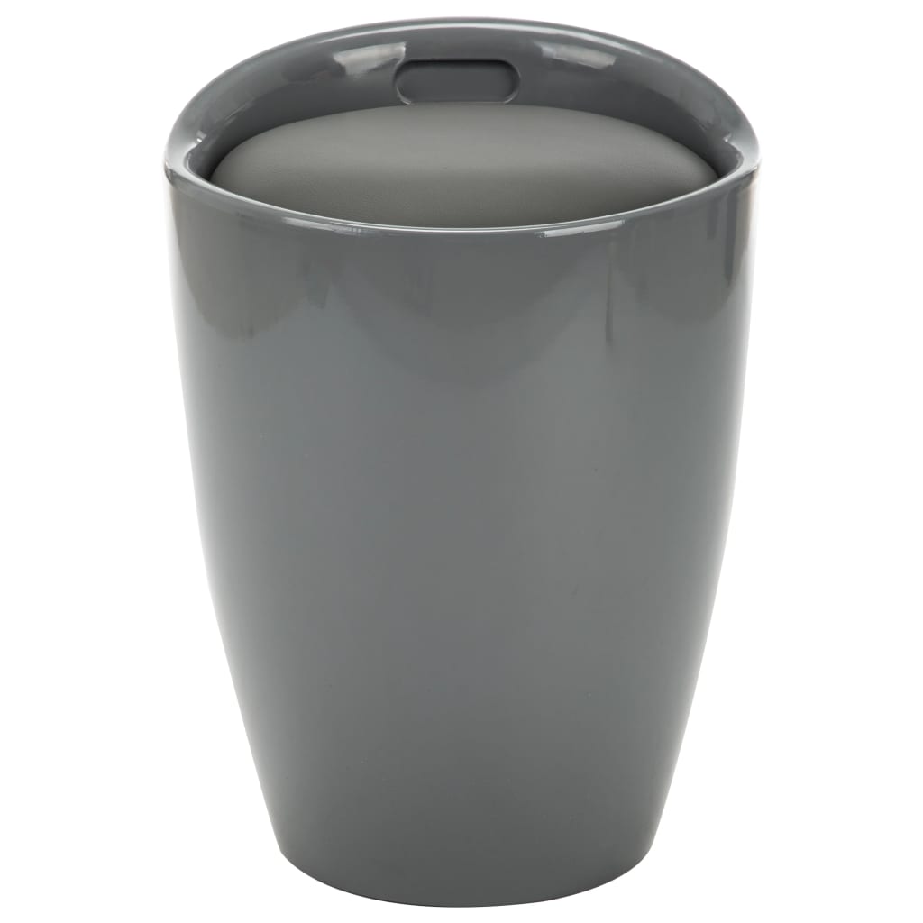 Taburete de almacenamiento cuero sintético gris