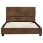Estructura cama sin colchón piel ante sintética marrón 90x200cm