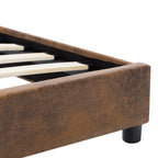 Estructura cama sin colchón piel ante sintética marrón 90x200cm