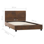 Estructura cama sin colchón piel ante sintética marrón 90x200cm