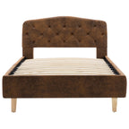 Estructura cama sin colchón piel ante sintética marrón 90x200cm