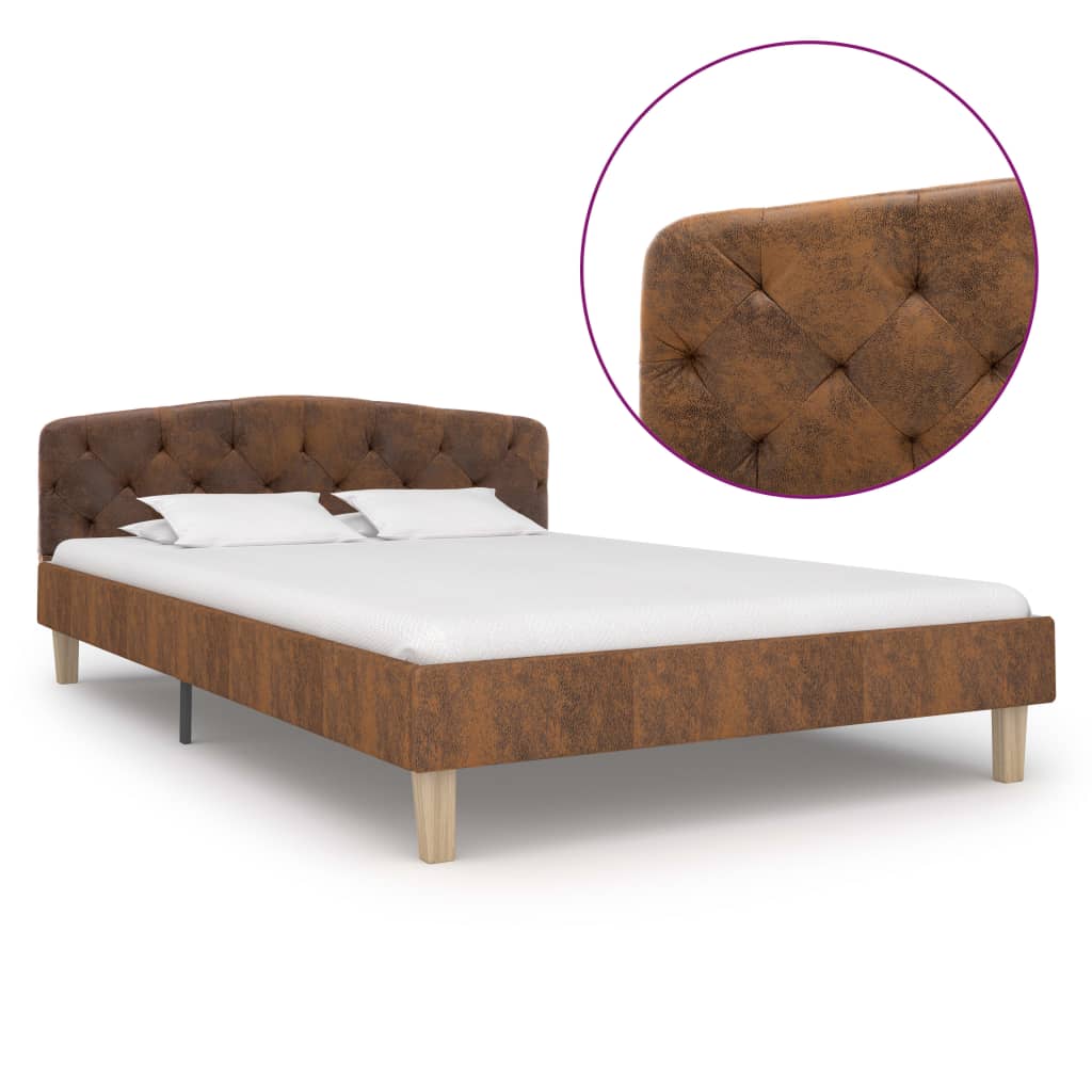 Bed frame without mattress faux leather cappuccino 140x200cm