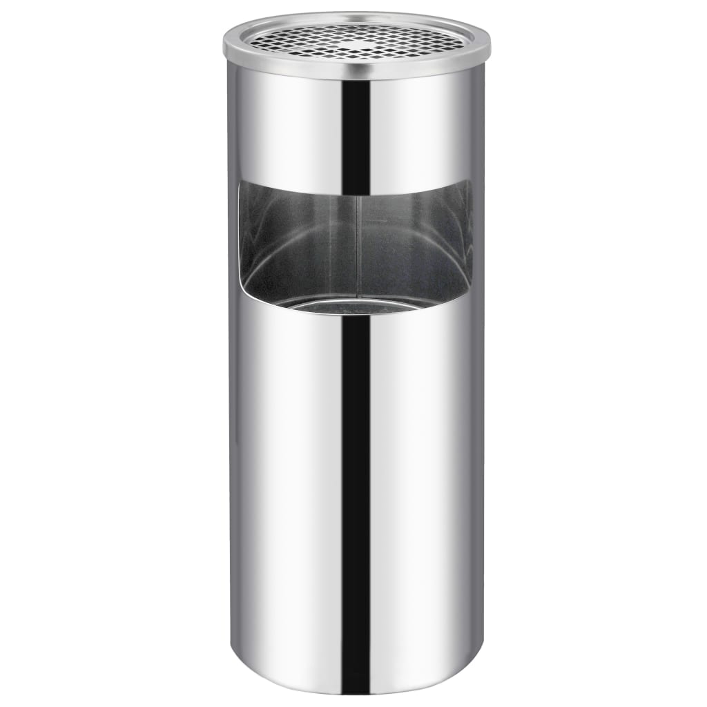 Papelera con cenicero de acero inoxidable 30 L
