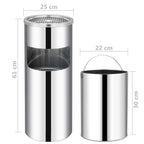 Papelera con cenicero de acero inoxidable 30 L