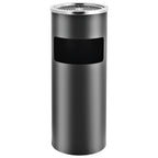Papelera con cenicero de acero gris 30 L