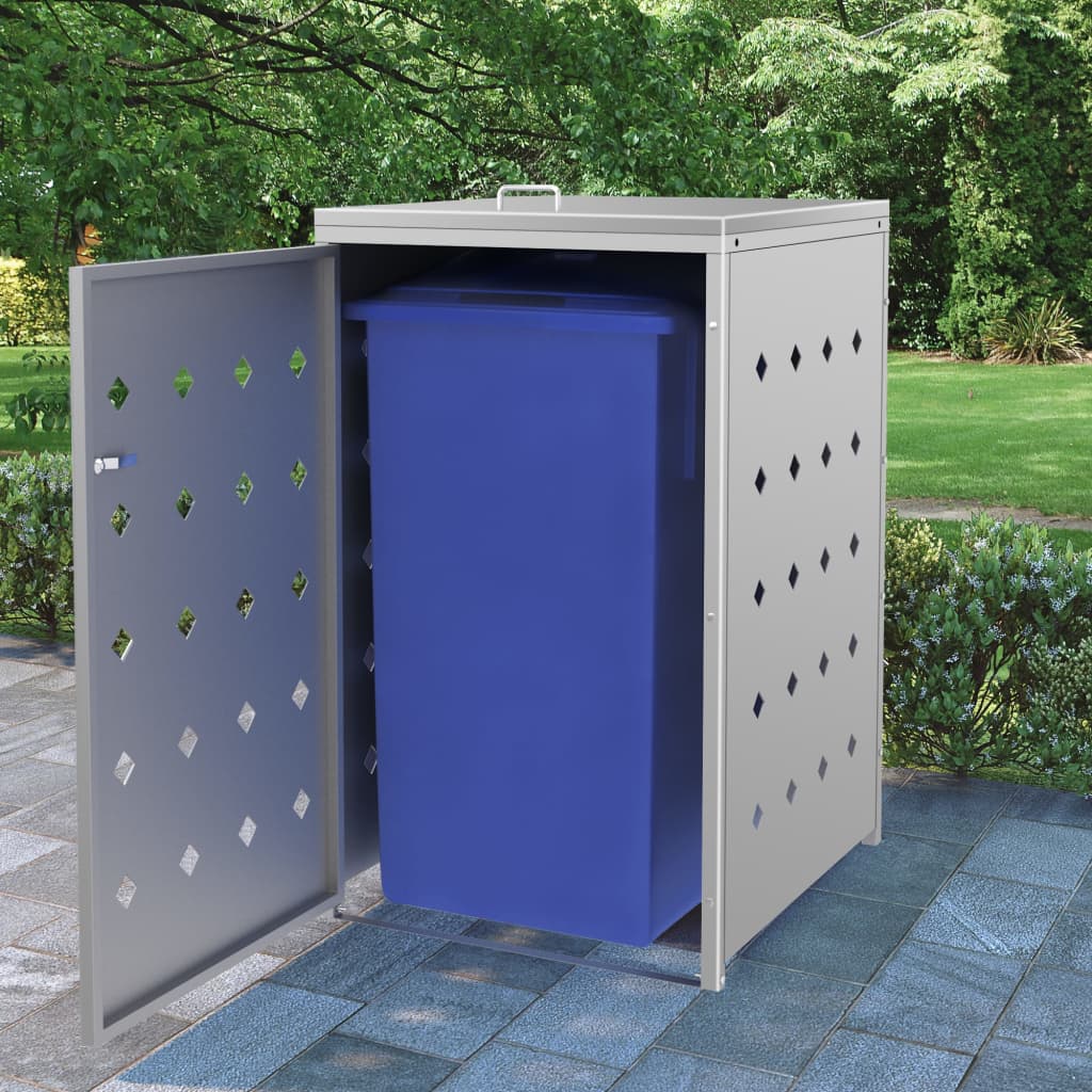 Cobertizo contenedor de basura cuádruple acero inoxidable 240L