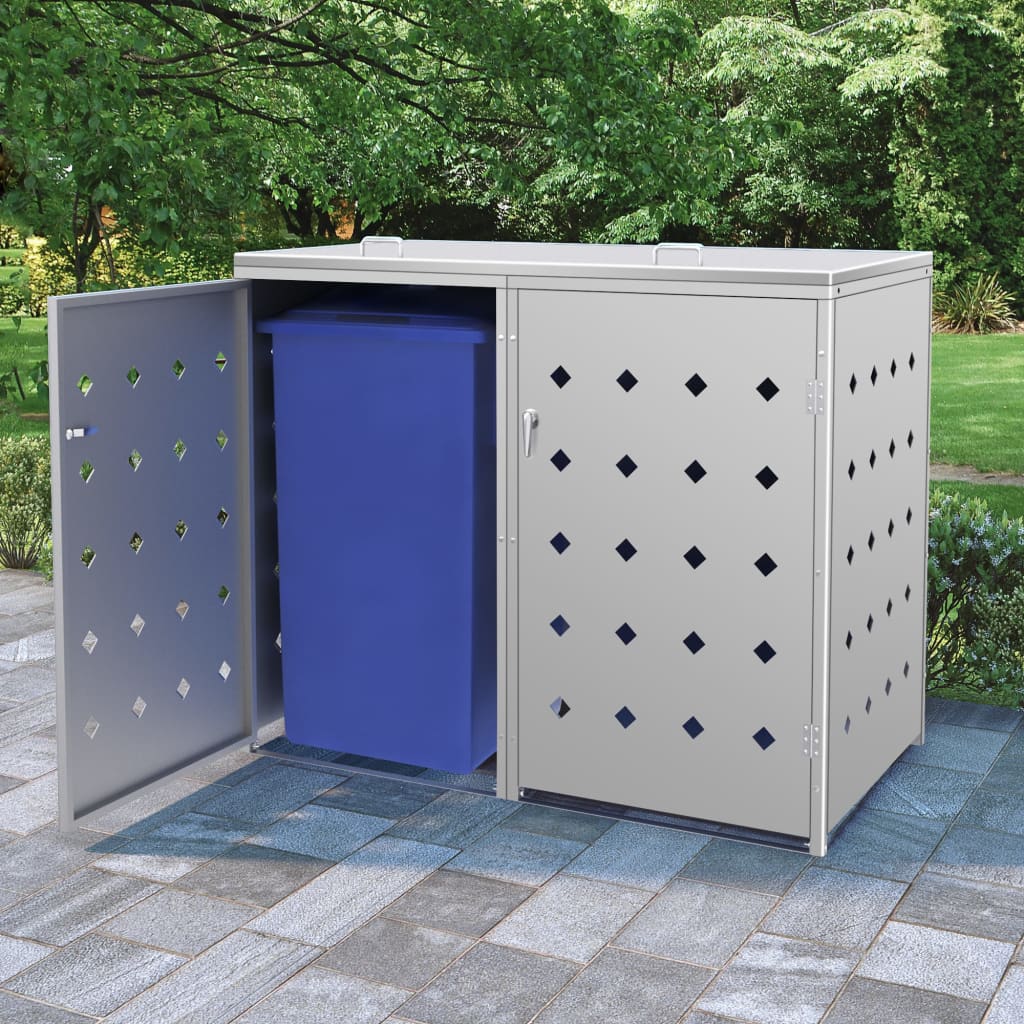 Cobertizo contenedor de basura cuádruple acero inoxidable 240L