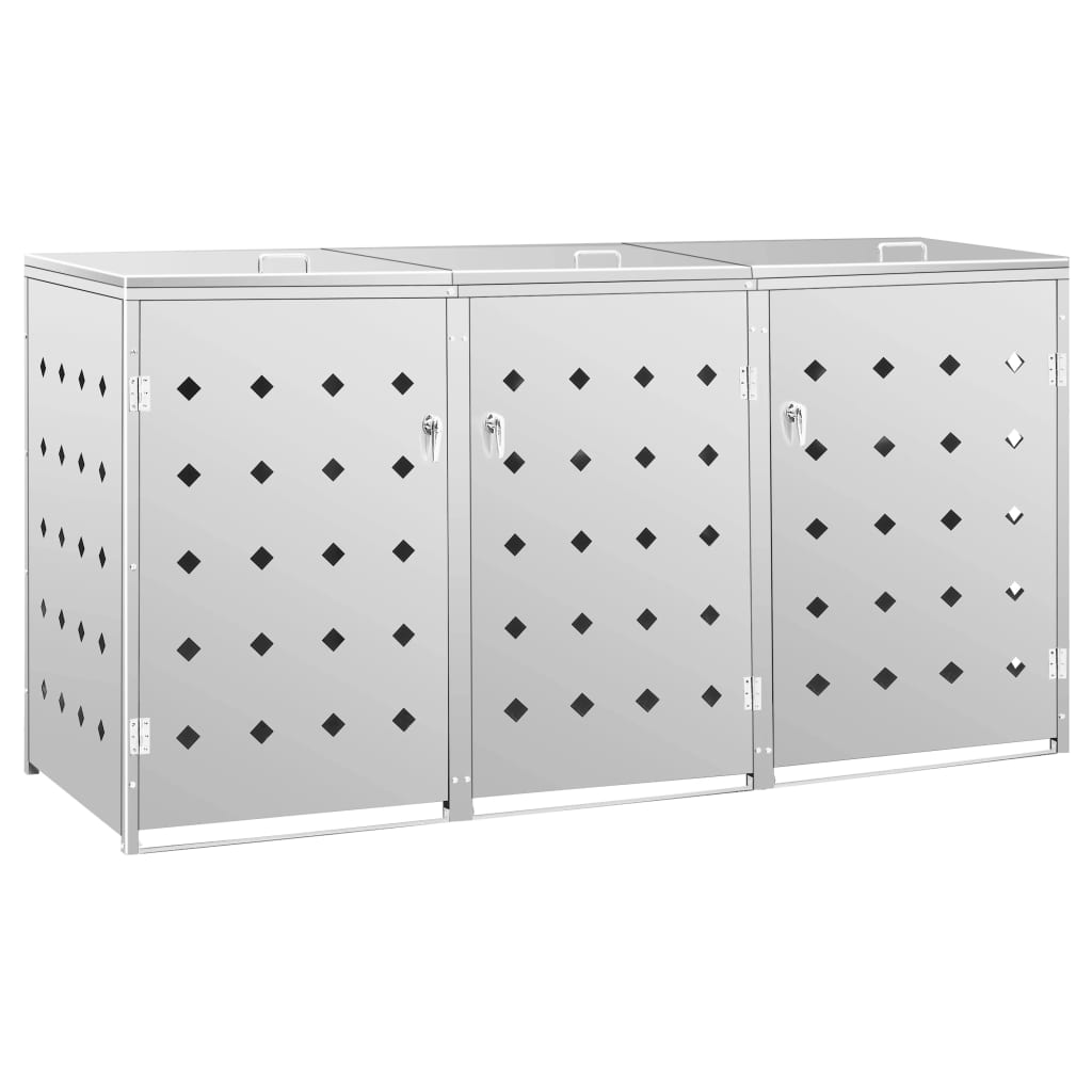 Cobertizo para 3 contenedores de basura acero inoxidable 240 L