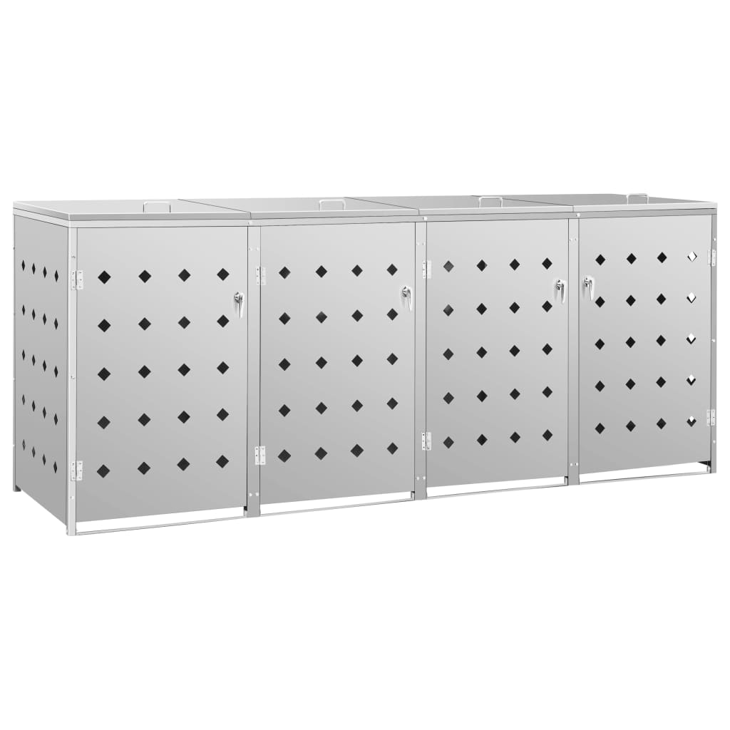 Cobertizo contenedor de basura cuádruple acero inoxidable 240L