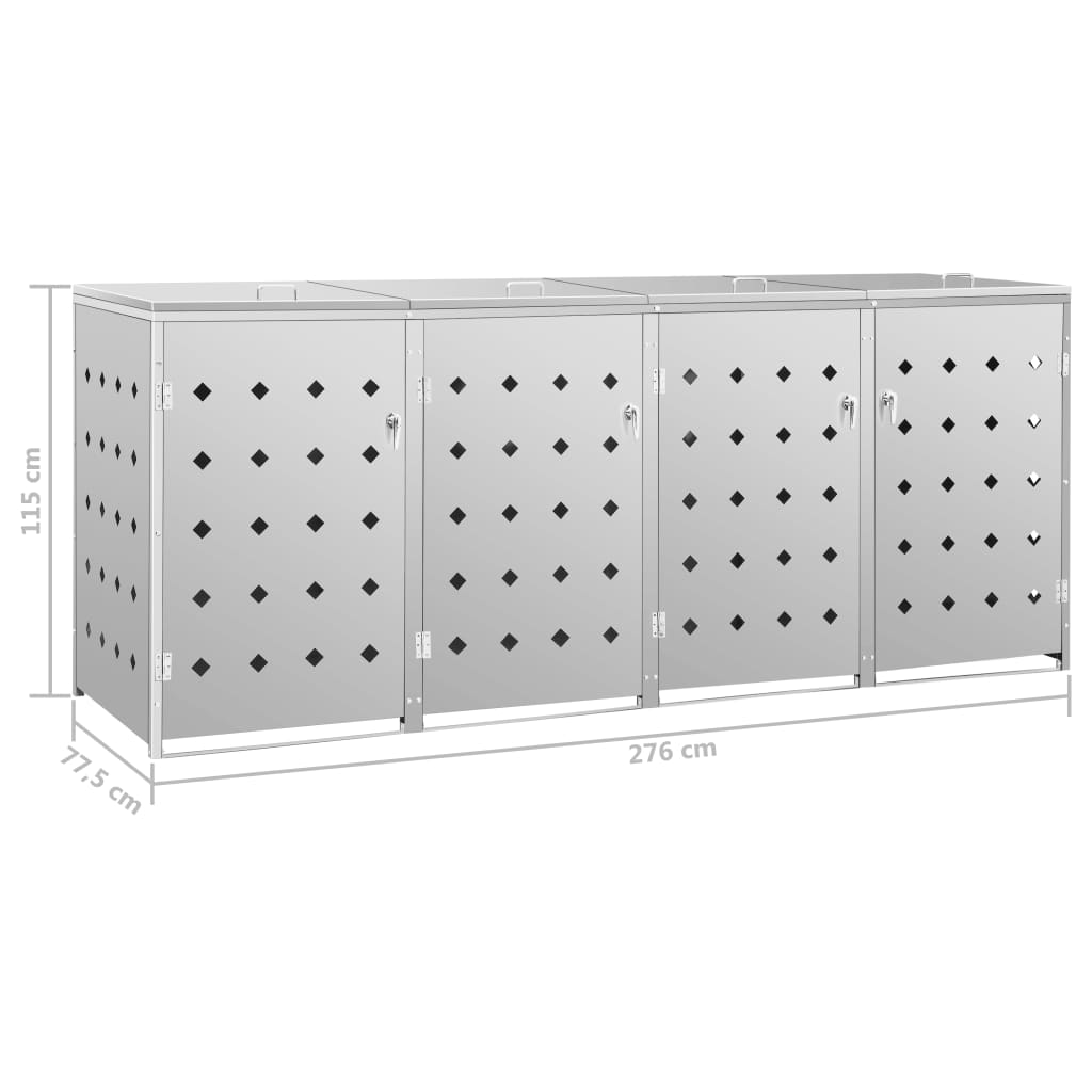 Cobertizo contenedor de basura cuádruple acero inoxidable 240L