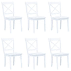 Sillas de comedor 6 uds madera maciza de caucho blanco y madera