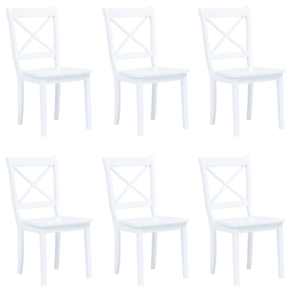 Sillas de comedor 6 uds madera maciza de caucho blanco y madera