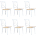 Sillas de comedor 6 uds madera maciza de caucho blanco y madera