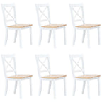 Sillas de comedor 6 uds madera maciza de caucho blanco y madera