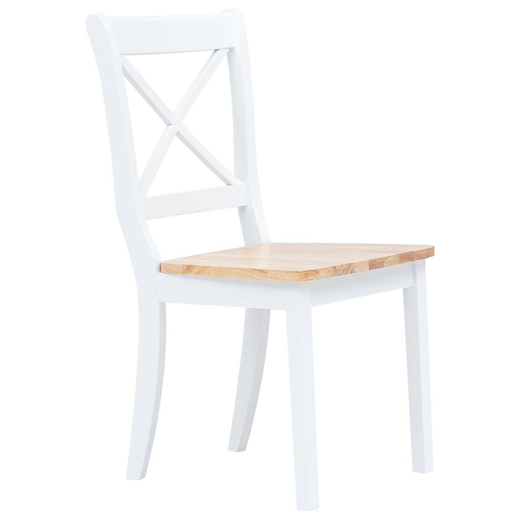 Sillas de comedor 6 uds madera maciza de caucho blanco y madera