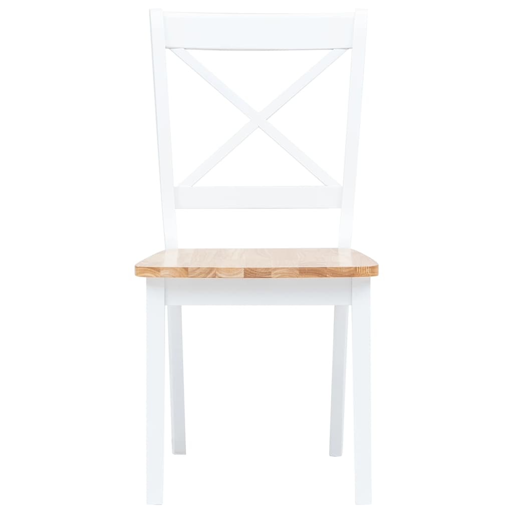 Sillas de comedor 6 uds madera maciza de caucho blanco y madera