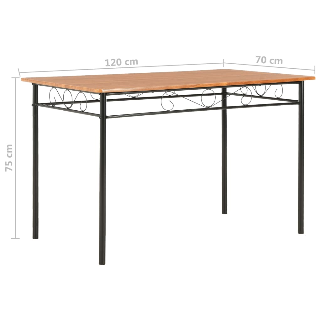 Conjunto de comedor 7 piezas MDF y acero marrón