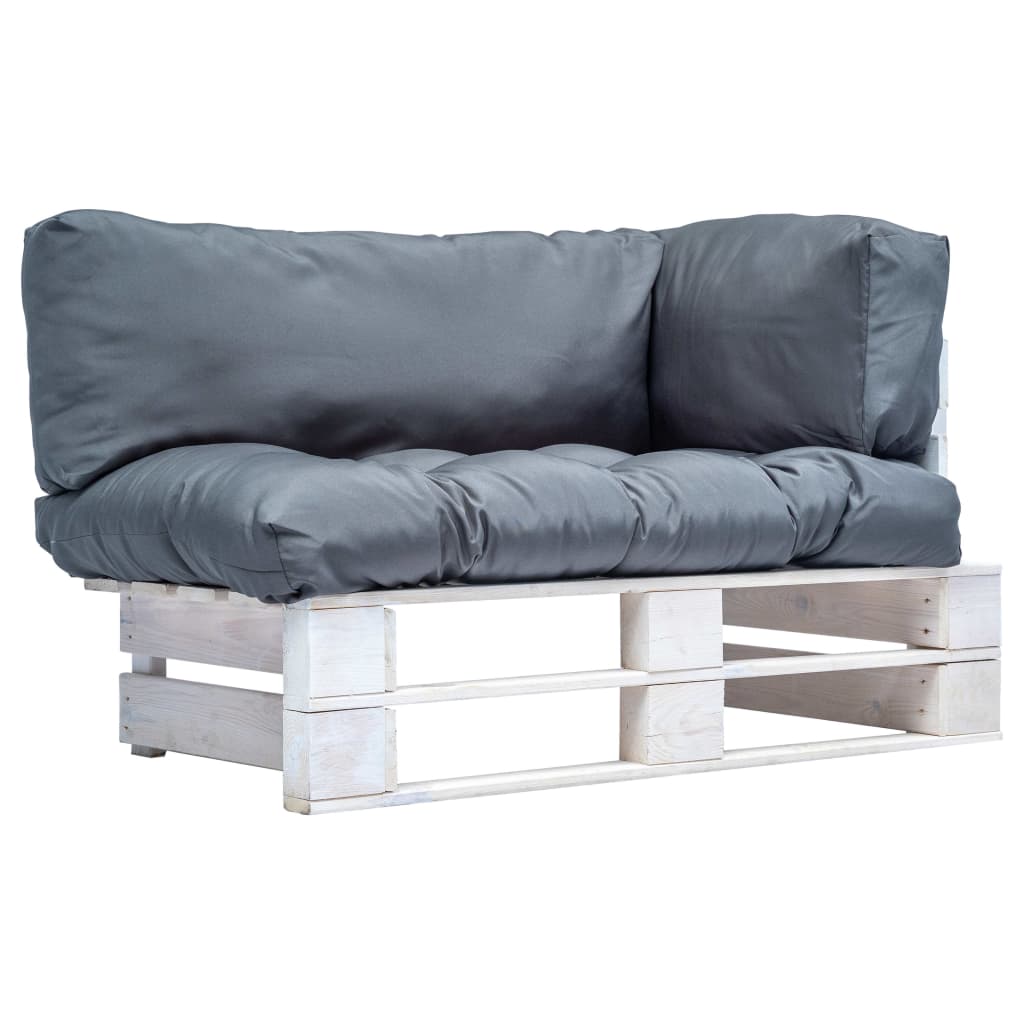 Pallet garden sofa with sand-colored cushions and pine wood