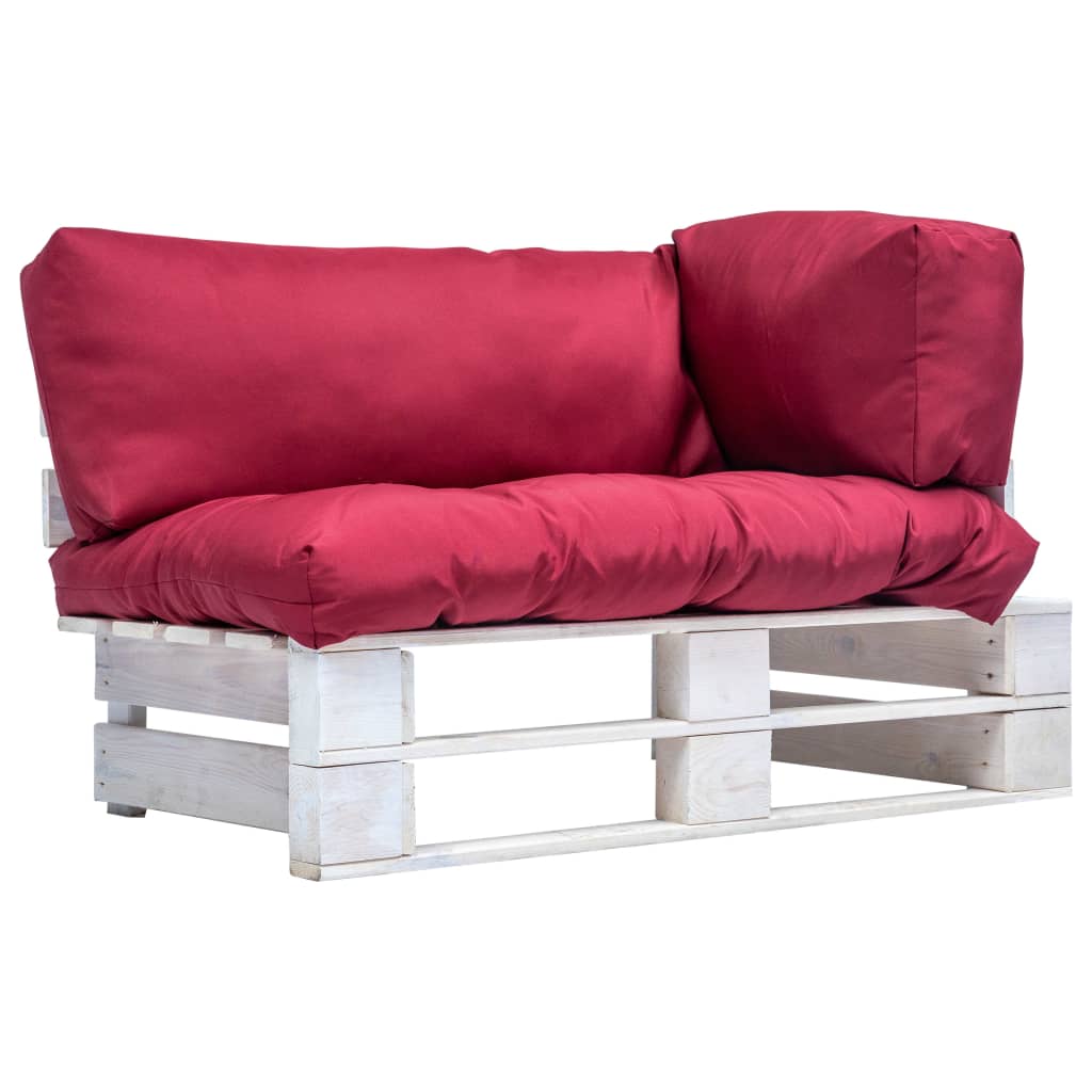 Pallet garden sofa with sand-colored cushions and pine wood