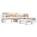 Muebles de jardín de palés cojines arena madera verde 4 uds