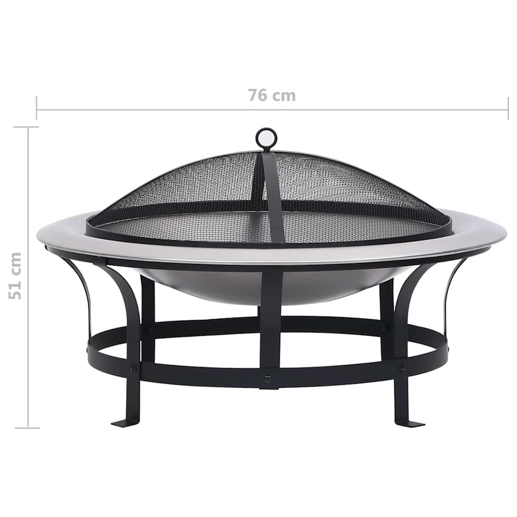 Brasero de jardín con parrilla acero inoxidable 76 cm
