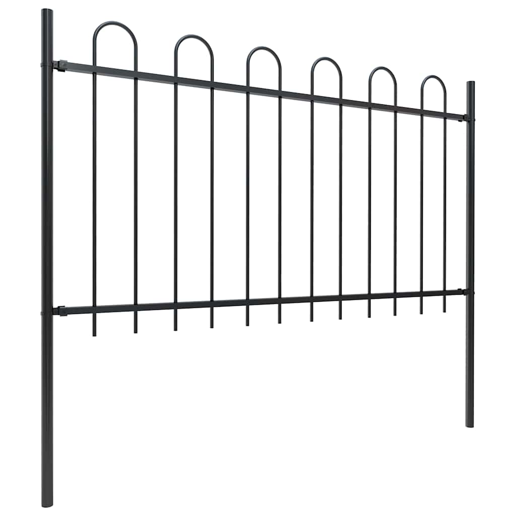 Valla de jardín con aro superior de acero 1070x100 cm negra