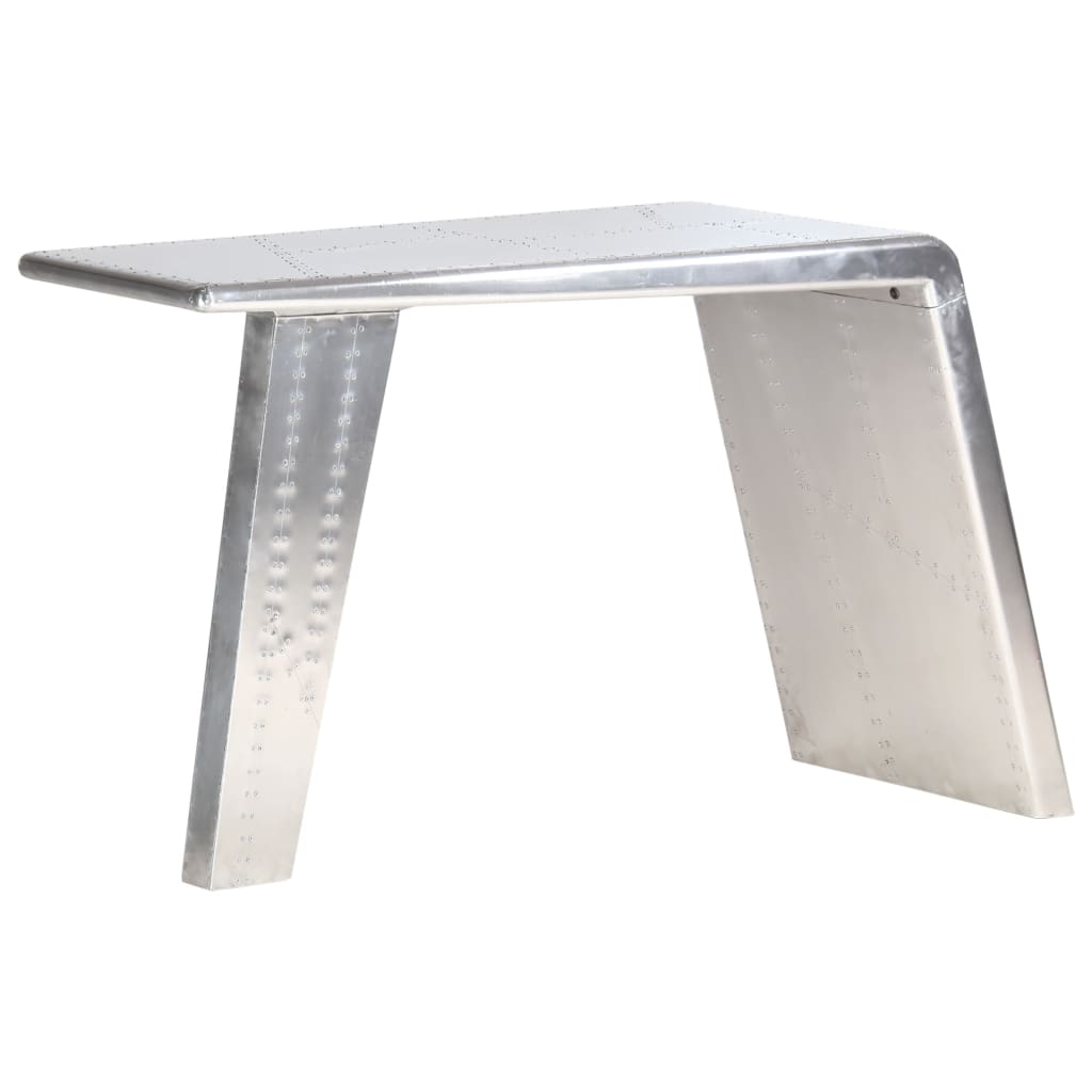 Escritorio de ala de avión metal plateado 112x50x76 cm