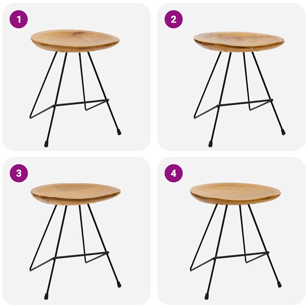 Taburetes de cocina 2 unidades madera de teca maciza