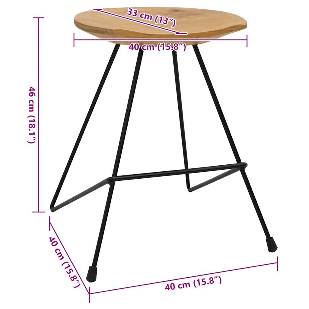 Taburetes de cocina 2 unidades madera de teca maciza