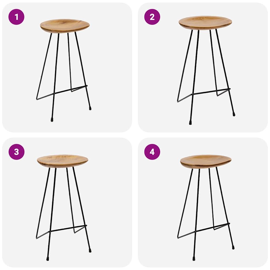 Taburetes de cocina 2 unidades madera maciza de teca