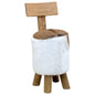 Taburete de madera maciza de teca blanco