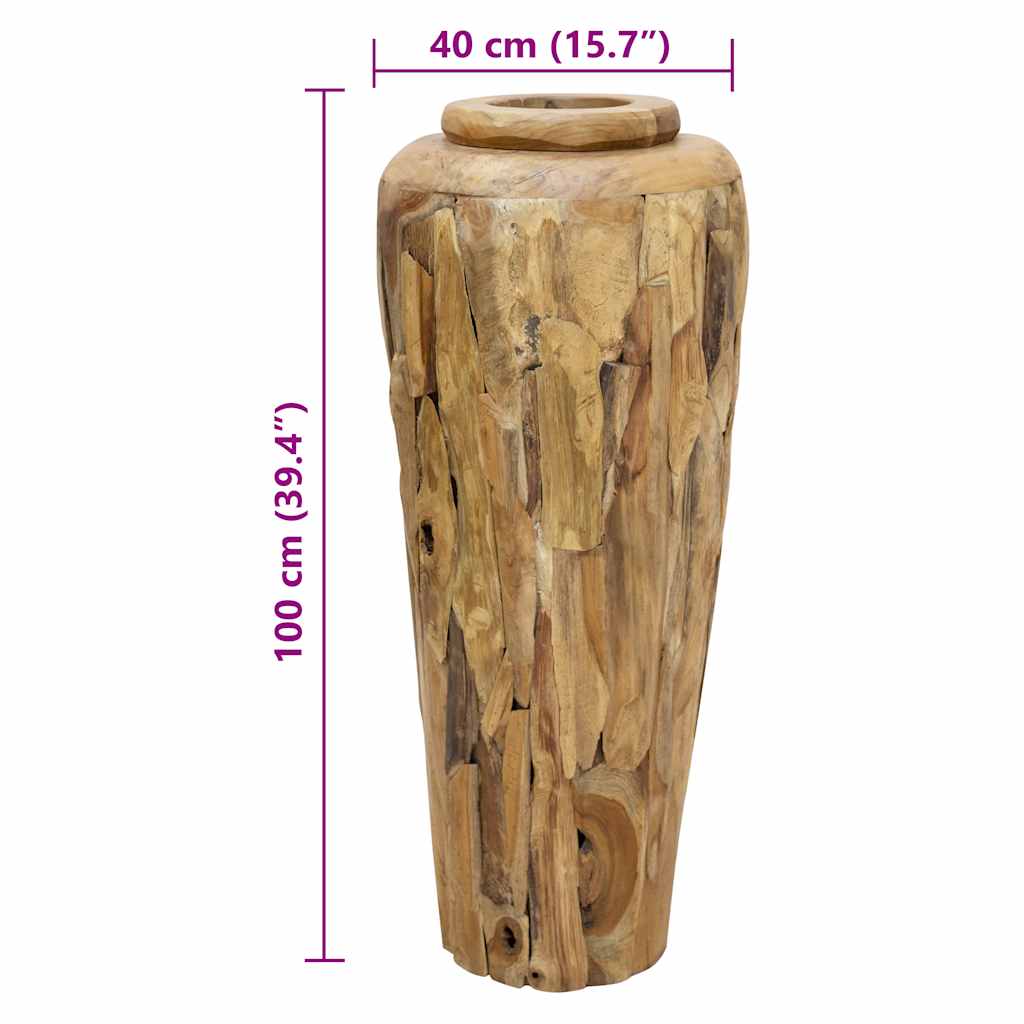 Jarrón decorativo de madera maciza de teca 40x100 cm