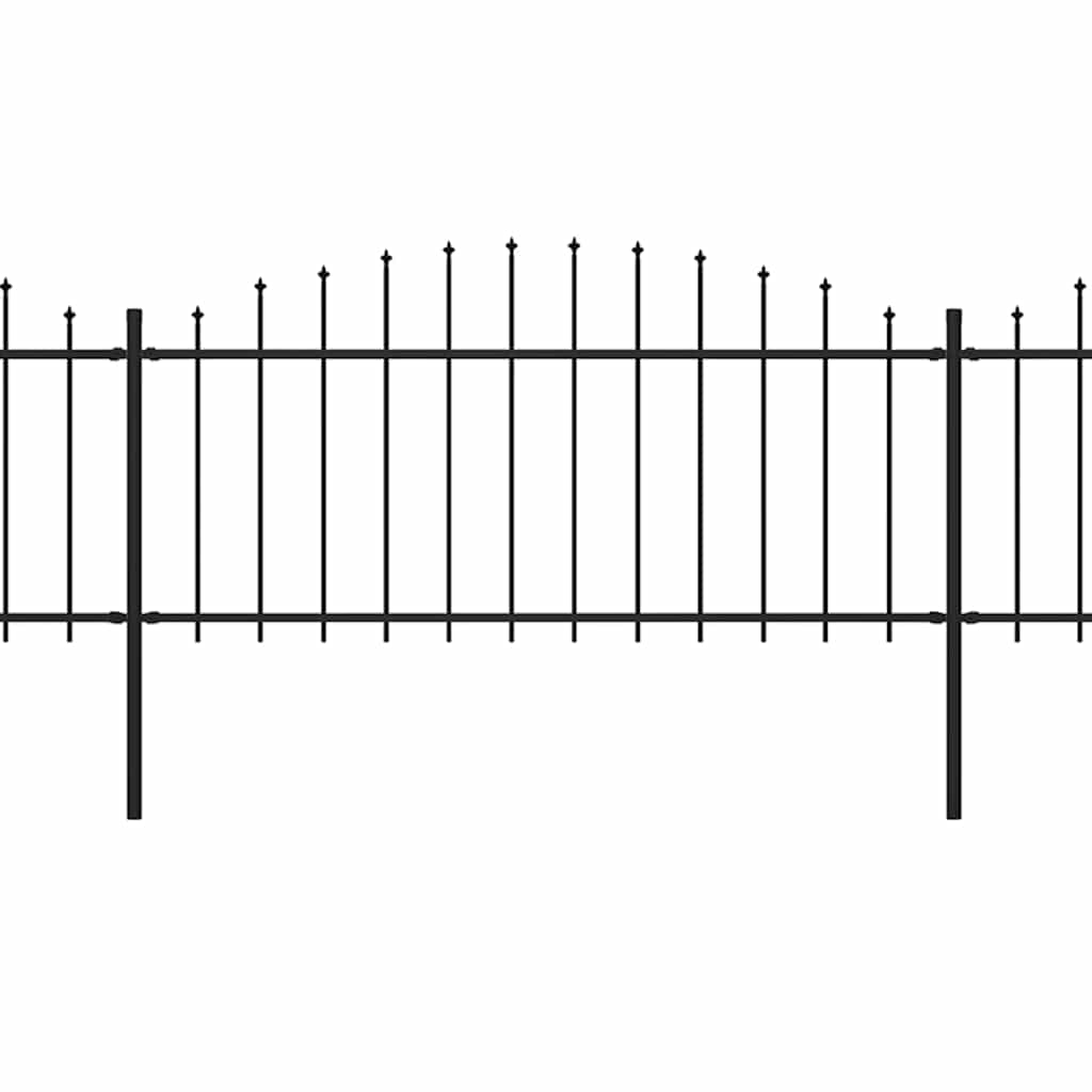 Valla de jardín con punta de lanza acero negro (0,5-0,75)x11,9m